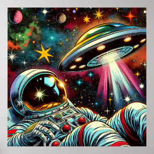 Astronauta flotando en el espacio con un arte de O