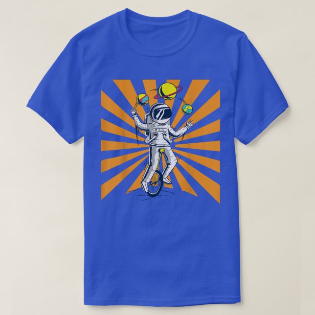 Astronauta malabarista planetas monociclo camiseta (Diseño del anverso)
