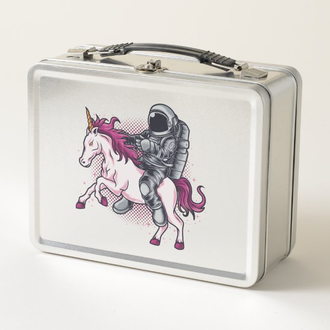 Astronauta montando una camiseta de Unicornio rosa (Anverso)