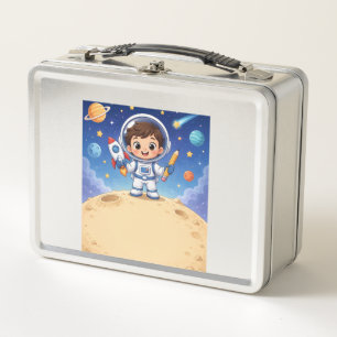Astronauta Niño Listo para Explorar la Escuela
