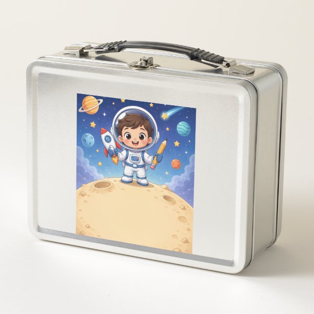 Astronauta Niño Listo para Explorar la Escuela (Anverso)