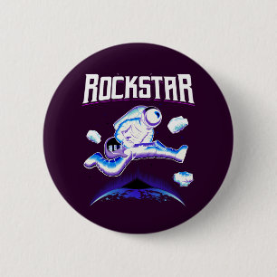 Astronauta Rockstar tocando guitarra en botón espa