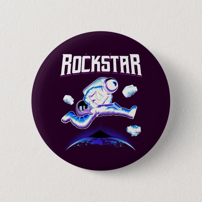 Astronauta Rockstar tocando guitarra en botón espa (Anverso)