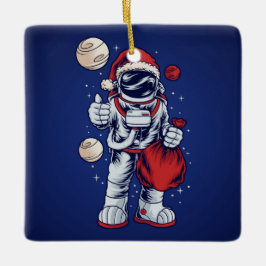 Astronauta Santa en el espacio Ornamento cerámico