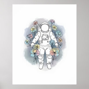 astronauta simple de una línea de arte continuo