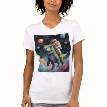 Astronauta sobre Dino en camiseta espacial