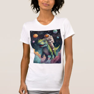 Astronauta sobre Dino en camiseta espacial
