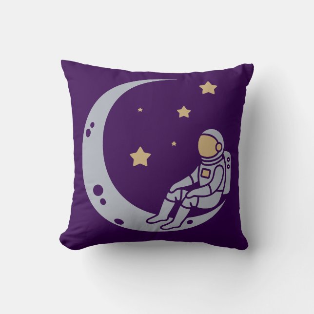 Astronauta sobre diseño de luna creciente - Cojín  (Anverso)