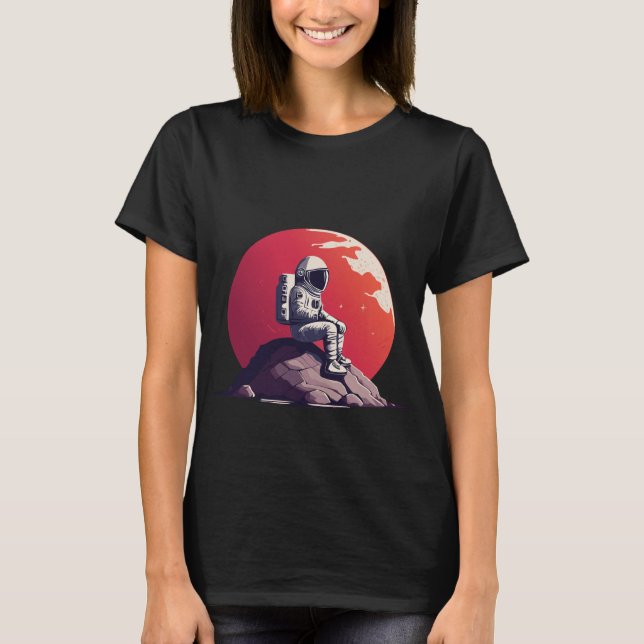 Astronauta solitario en la camiseta de la luna (Anverso)