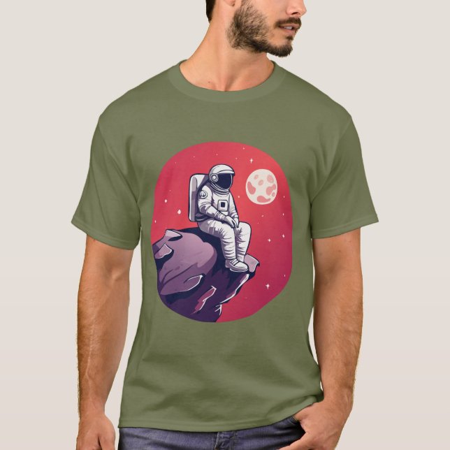 Astronauta solitario en la camiseta de la luna (Anverso)