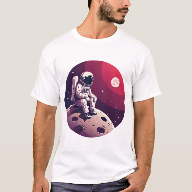 Astronauta solitario en la camiseta de la luna (Anverso)