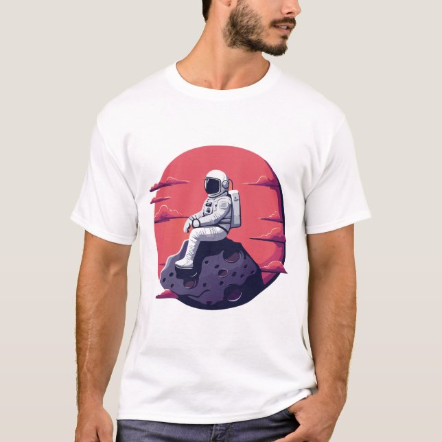 Astronauta solitario en la camiseta de la luna (Anverso)