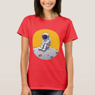 Astronauta solitario en la camiseta de la luna