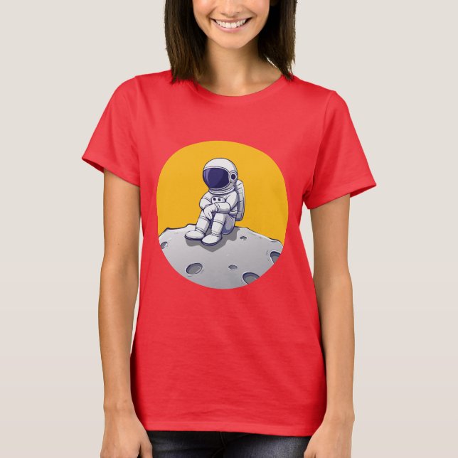 Astronauta solitario en la camiseta de la luna (Anverso)