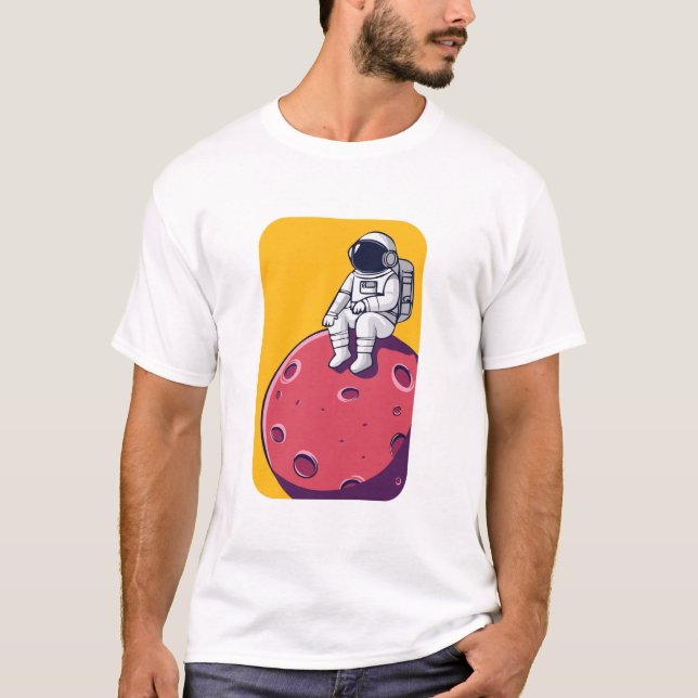 Astronauta solitario en la camiseta de la luna (Anverso)