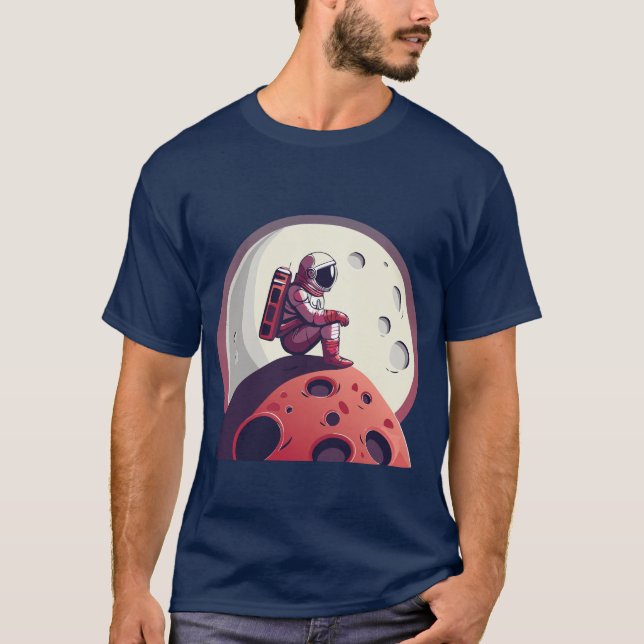 Astronauta solitario en la camiseta de la luna (Anverso)