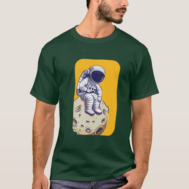 Astronauta solitario en la camiseta de la luna (Anverso)