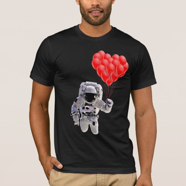 Astronauta sostiene globos cardíacos camiseta (Anverso)