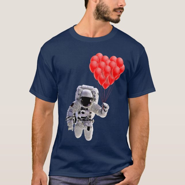 Astronauta sostiene globos cardíacos camiseta (Anverso)