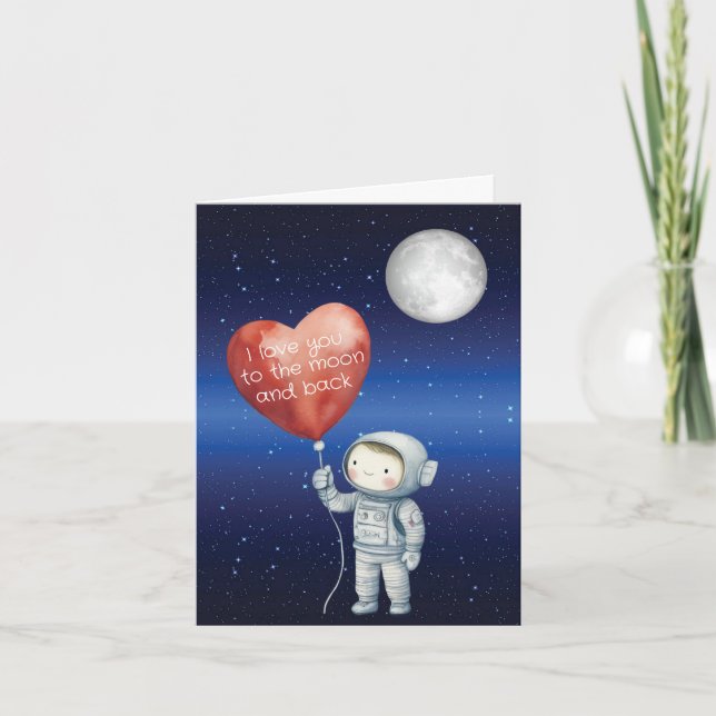 Astronauta  Te Amo Hasta la Luna Tarjeta (Anverso)