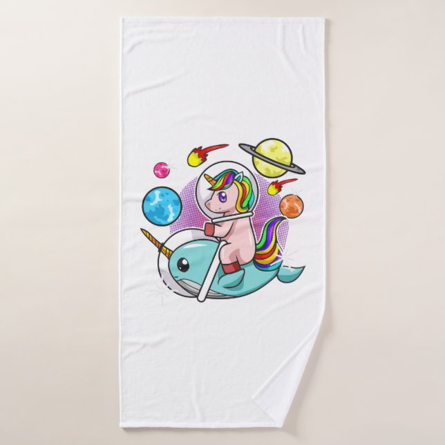 Astronauta Unicornio montando en el universo espac (Toalla de baño)