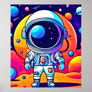 Astronauta vibrante en arte cósmico