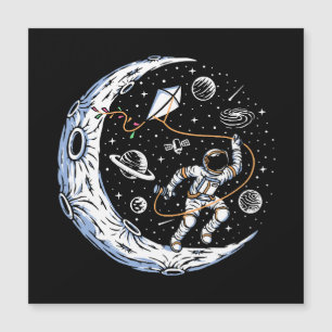 Astronauta volando una cometa en la Luna