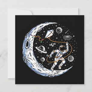 Astronauta volando una cometa en la luna