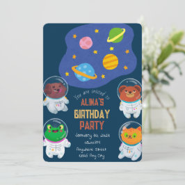 Astronautas animales Invitación de cumpleaños