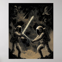 Astronautas dudan de Poster - Arte mural de batall