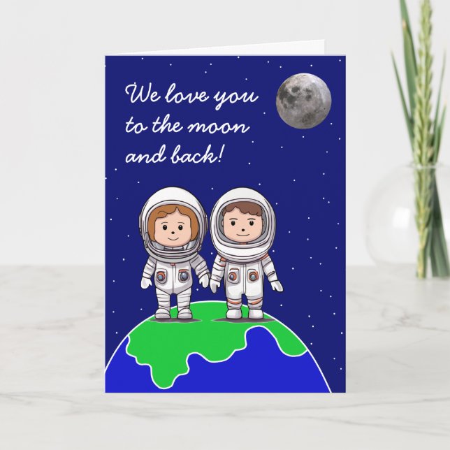 Astronautas Tarjeta de cumpleaños para niños de Jo (Anverso)