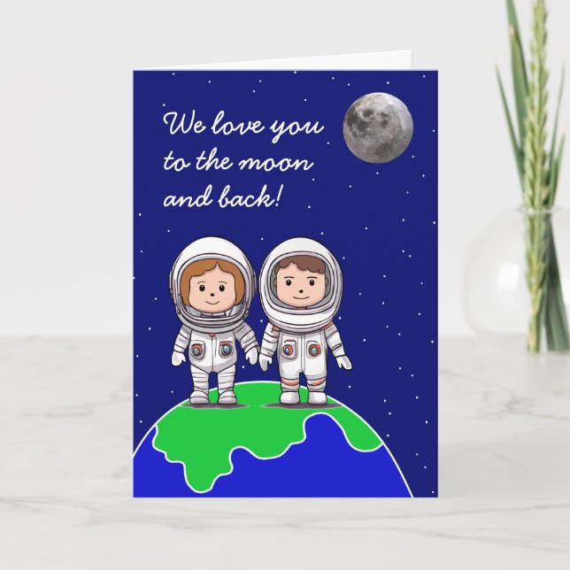 Astronautas Tarjeta de cumpleaños para niños de Jo (Anverso)