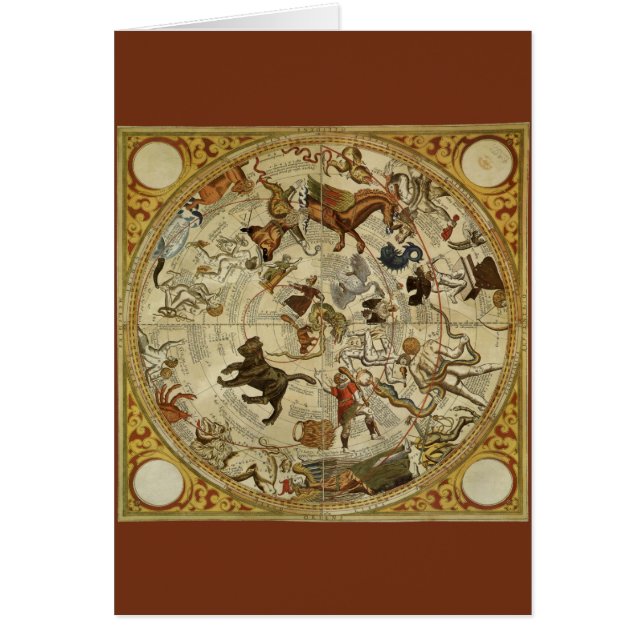 Astronomía de época, gráfico estelar del mapa del  (Frente)