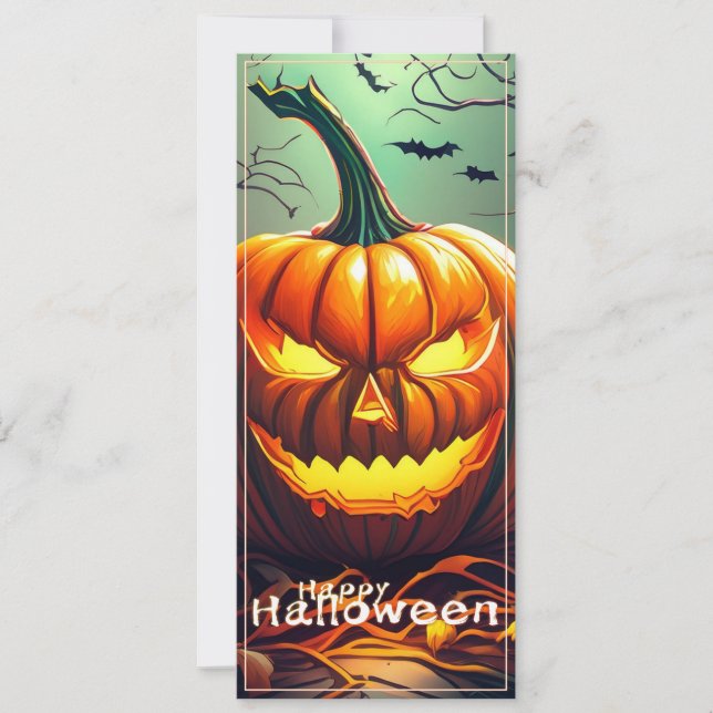 Asustada Naranja Calabaza con cara, Halloween (Anverso)