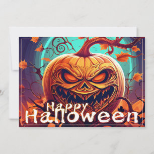 Asustada Naranja Calabaza con cara, Halloween