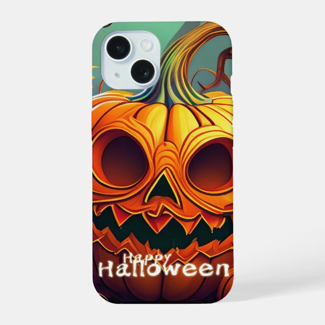Asustada Naranja Calabaza con cara, Halloween (Reverso )