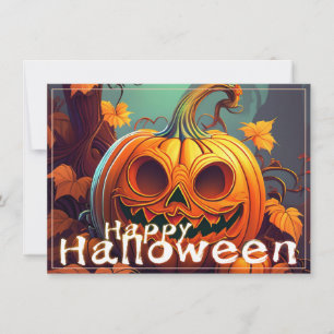 Asustada Naranja Calabaza con cara, Halloween