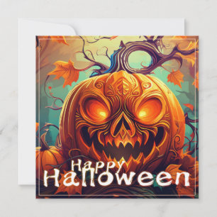 Asustada Naranja Calabaza con cara, Halloween
