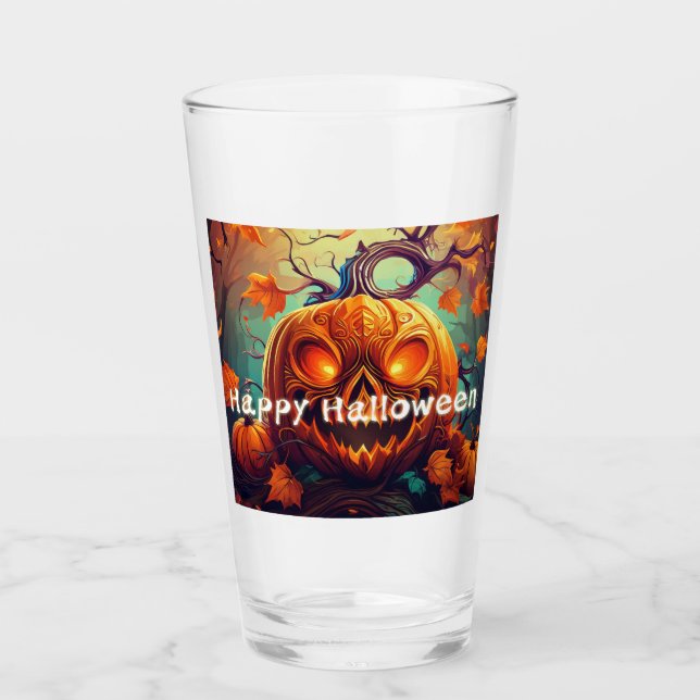 Asustada Naranja Calabaza con cara, Halloween (Anverso)