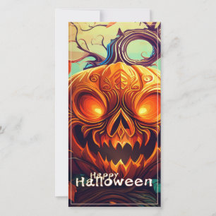 Asustada Naranja Calabaza con cara, Halloween