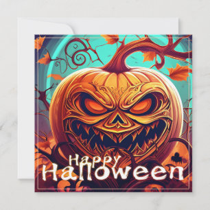 Asustada Naranja Calabaza con cara, Halloween