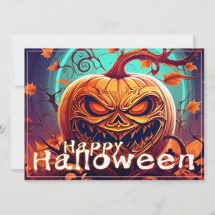 Asustada Naranja Calabaza con cara, Halloween