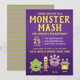 Asustado Pequeño Monstruo Invitación a la fiesta d