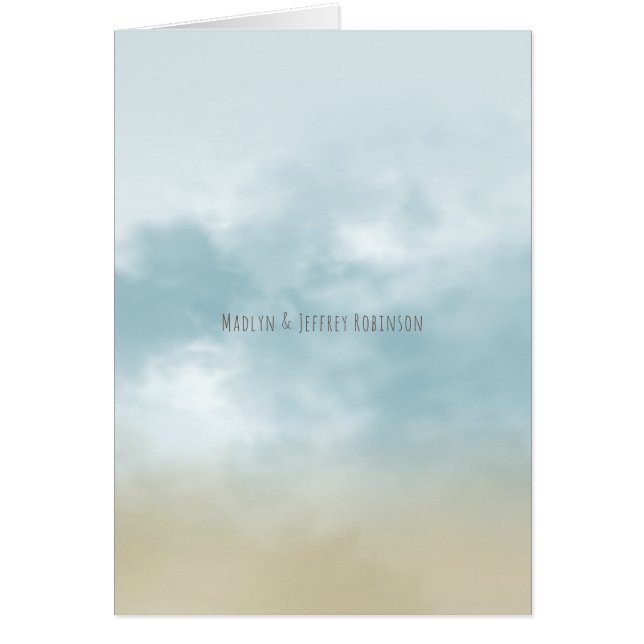 At the shore ocean surf beach wedding thank you (Frente)