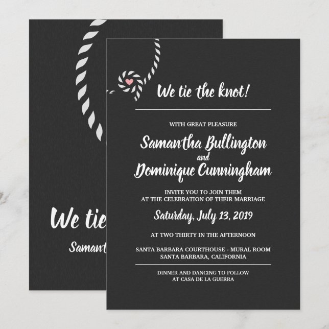Atamos la invitación de la boda del nudo (Anverso / Reverso)