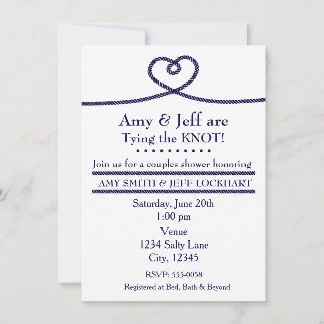 ATANDO EL NUDO Invitación para la fiesta de regalo (Anverso)