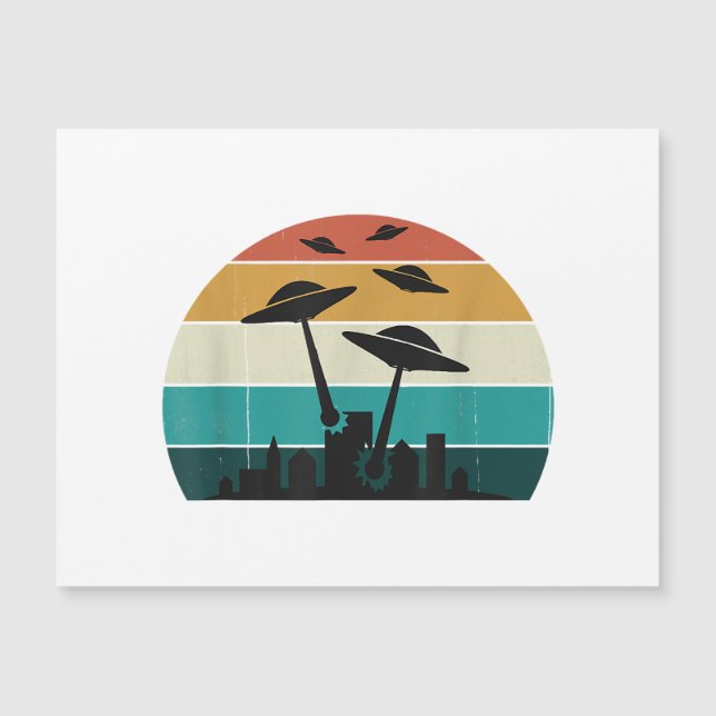 Ataque de OVNI retro al atardecer - Sauc volador d (Anverso)