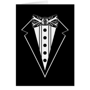 Ataque de remolque negro y blanco con tux
