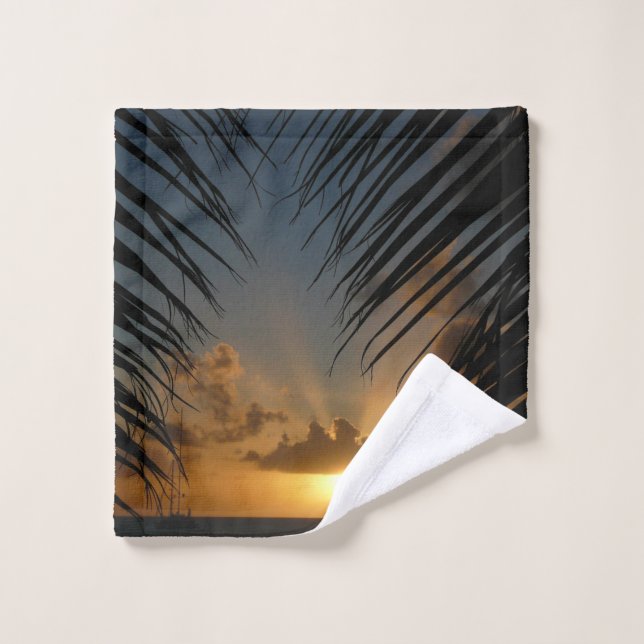 Atardecer a través de la orilla de la palma (Toallita)