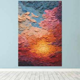 Atardecer Ardiente Con Cielo Radiante Arte Abstrac